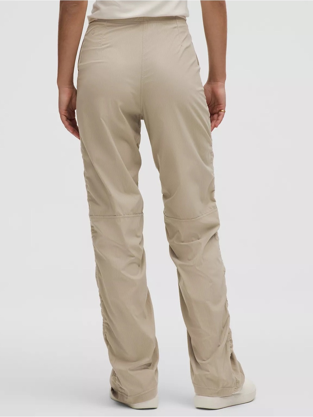 Lululemon Athletica Dance Studio Slim Fit High Rise Flared Tan Pants, M Like New - Picture 3 of 11